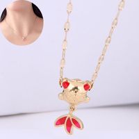 High Quality: European And American Fashion Exquisite Titanium Steel Rose Gold Sweet Ol Rich Fish Female Personality Necklace sku image 2