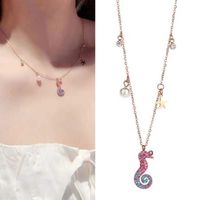 High Quality: European And American Fashion Exquisite Titanium Steel Rose Gold Sweet Ol Bright Dwarf Seahorse Female Personality Necklace sku image 1