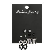 Stud Earrings Set Crystal Fashion Black Simple Creative Birthday Gift Combination Earrings Wholesale Fashion Jewelry sku image 1