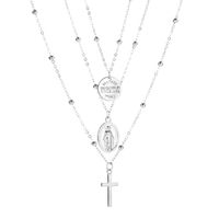Fashion Multi-layer Cross Necklace Metal Three-layer Letter Pendant Wholesale Fashion Jewelry sku image 2