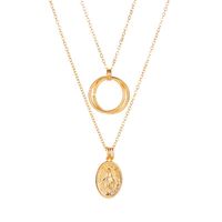 Double Geometry Jesus Necklace Metal Ring Pendant Jewelry Wholesale sku image 1
