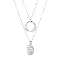 Double Geometry Jesus Necklace Metal Ring Pendant Jewelry Wholesale sku image 2