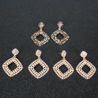 Geometric Diamond Earrings With Alloy Diamonds Exaggerated Diamond Earrings main image 3