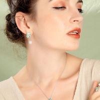 Sterling Silver Earrings Korean Crystal Diamond Butterfly Earrings New Pearl Earrings main image 1
