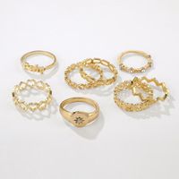New Hollow Knotted Joint Ring Simple Letter Diamond Heart Set Of 8 Rings main image 4