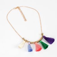 Bohemian Personality Fashion Mixed Color Plush Tassel Necklace Women main image 5