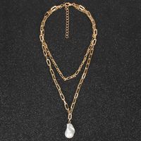 Simple And Stylish Personality Female Money Chain Double Pearl Pendant Necklace main image 3
