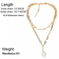 Populaire Ornement Simple Européen Et Américain Style Style De Mode Unique Femmes Collier Double Couche Perle Pendentif Collier 13070 main image 6