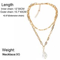 Simple And Stylish Personality Female Money Chain Double Pearl Pendant Necklace main image 6