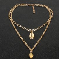 Vintage Golden Shell Conch Pendant Wild Double Necklace Women Wholesales Fashion main image 3