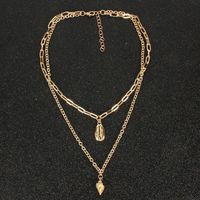 Vintage Golden Shell Conch Pendant Wild Double Necklace Women Wholesales Fashion main image 4