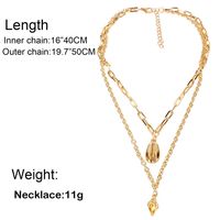 Vintage Golden Shell Conch Pendant Wild Double Necklace Women Wholesales Fashion main image 5