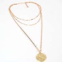 Personality Metal Disc Portrait Coin Pendant Multilayer Clavicle Chain Women main image 4