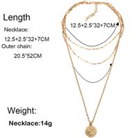 Personality Metal Disc Portrait Coin Pendant Multilayer Clavicle Chain Women main image 5