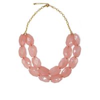 Double Pink Resin Necklace Short  Wholesales Fashion main image 6