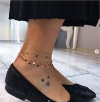 New Accessories About Black Diamond Gold Beads Tassel Anklet 4-piece Set Women main image 2