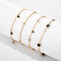 New Accessories About Black Diamond Gold Beads Tassel Anklet 4-piece Set Women main image 5