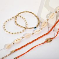 Bohemia Hand-woven Wax Thread Rice Beads Eyes Conch Shell Anklet 5-piece Set Wholesales Fashion main image 5