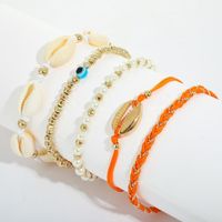 Bohemia Hand-woven Wax Thread Rice Beads Eyes Conch Shell Anklet 5-piece Set Wholesales Fashion main image 4