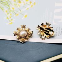 Vintage Baroque Pearl Ear Clip 925 Silver Pin Ear Studs Wholesales Fashion sku image 2