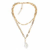 Simple And Stylish Personality Female Money Chain Double Pearl Pendant Necklace sku image 1