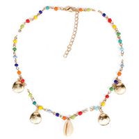 Simple Personality Star Colored Rice Beads Moon Pendant Necklace Women sku image 2