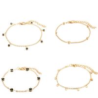 New Accessories About Black Diamond Gold Beads Tassel Anklet 4-piece Set Women sku image 1