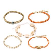 Bohemia Hand-woven Wax Thread Rice Beads Eyes Conch Shell Anklet 5-piece Set Wholesales Fashion sku image 1