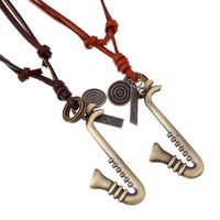 Vintage Cowhide Rope Alloy Musical Instrument Cowhide Necklace Sweater Chain Long Money Chain Fashion Wild Jewelry main image 1