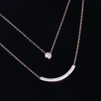 New Titanium Steel Double Smile Face Necklace Rose Gold Smile Clavicle Chain main image 2