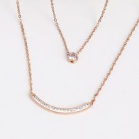 New Titanium Steel Double Smile Face Necklace Rose Gold Smile Clavicle Chain main image 3