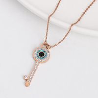 Fashion New Micro Inlaid Devil&#39;s Eye Necklace Tanabata Romantic Key Clavicle Chain Jewelry Women main image 3