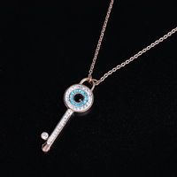 Fashion New Micro Inlaid Devil&#39;s Eye Necklace Tanabata Romantic Key Clavicle Chain Jewelry Women main image 1