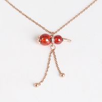 Fashion Titanium Steel Natal Female Necklace Burgundy Gourd Pendant Clavicle Chain Item main image 3