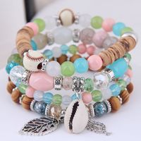 Simple Metal Leaf Conch Tassel Gorgeous Pearl Multi-layer Female Bracelet main image 2