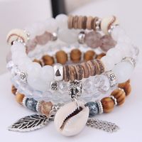 Simple Metal Leaf Conch Tassel Gorgeous Pearl Multi-layer Female Bracelet main image 6