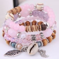 Simple Metal Leaf Conch Tassel Gorgeous Pearl Multi-layer Female Bracelet main image 7