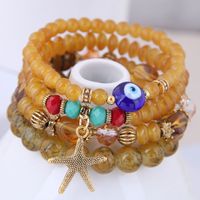 Bohemian Mix And Match Metal Starfish Devil's Eye Accessory Multi-layer Bracelet main image 4