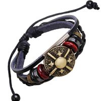 Punk Grenz Überschreitende Bronze Legierung Leder Perlen Armband Yiwu Schmuck Großhandel Fabrik Direkte Lieferung Garantie main image 1