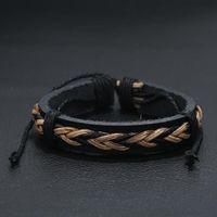 Nueva Joyería Retro Pulsera De Cuero Tejido Simple Pulsera De Cuero De Imitación De Los Hombres Europeos Y Americanos Ajustable main image 3