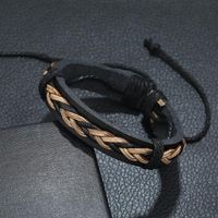 Nueva Joyería Retro Pulsera De Cuero Tejido Simple Pulsera De Cuero De Imitación De Los Hombres Europeos Y Americanos Ajustable main image 5