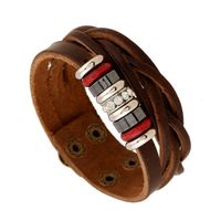 New Fashion Jewelry Leather Metal Bracelet With Retro Leather Cowhide Bracelet main image 2
