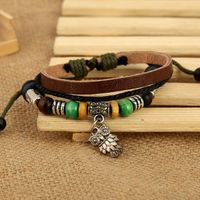 Owl Pendant Leather Bracelet Leather Handmade Jewelry Leather Bracelet Jewelry main image 4