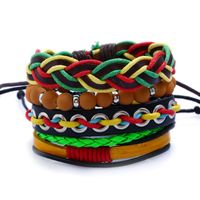 Fashion Diy Red Yellow Green Suit Bracelet Punk Cowhide Hand-woven Bracelet main image 1