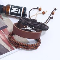 New Three-piece Real Leather Bracelet Simple Diy Suit Men's Knitted Bracelet Jewelry Wholesale main image 3