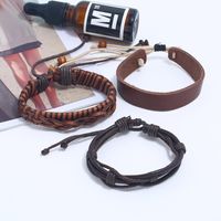 New Three-piece Real Leather Bracelet Simple Diy Suit Men's Knitted Bracelet Jewelry Wholesale main image 4