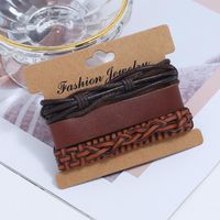 New Three-piece Real Leather Bracelet Simple Diy Suit Men's Knitted Bracelet Jewelry Wholesale main image 6