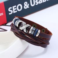 Men's Bracelet Alloy Wide Leather Genuine Leather Jewelry Simple Fashion Jewellery main image 3