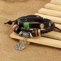 Accessories Cowhide Bracelet Maple Leaf Pendant Leather Bracelet Batch Leather Jewelry main image 4