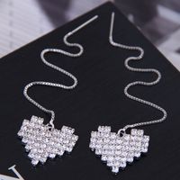 925 Silver Needle Korean Fashion Copper Diamond Love Heart Stud Earrings main image 1